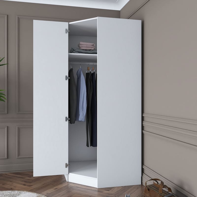 Matlerd Garderob 91x210x57,5 cm - Vit - Förvaring - Skåp - Garderobsskåp