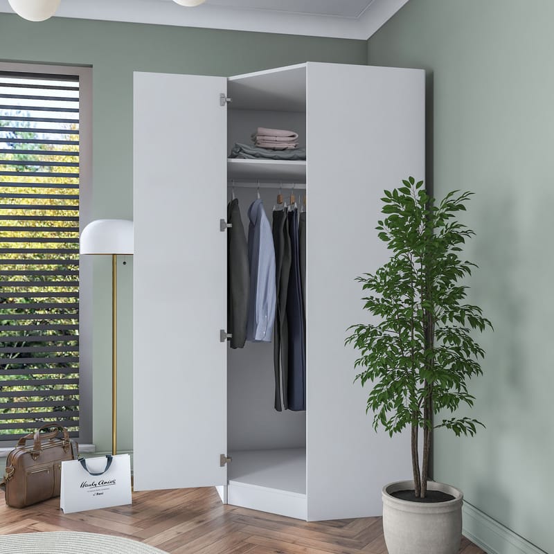 Matlerd Garderob 91x210x57,5 cm - Vit - Förvaring - Skåp - Garderobsskåp