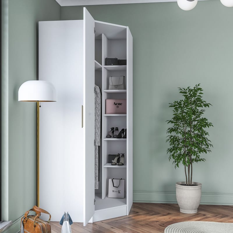 Matlerd Garderob 91x210x57,5 cm - Vit - Förvaring - Skåp - Garderobsskåp