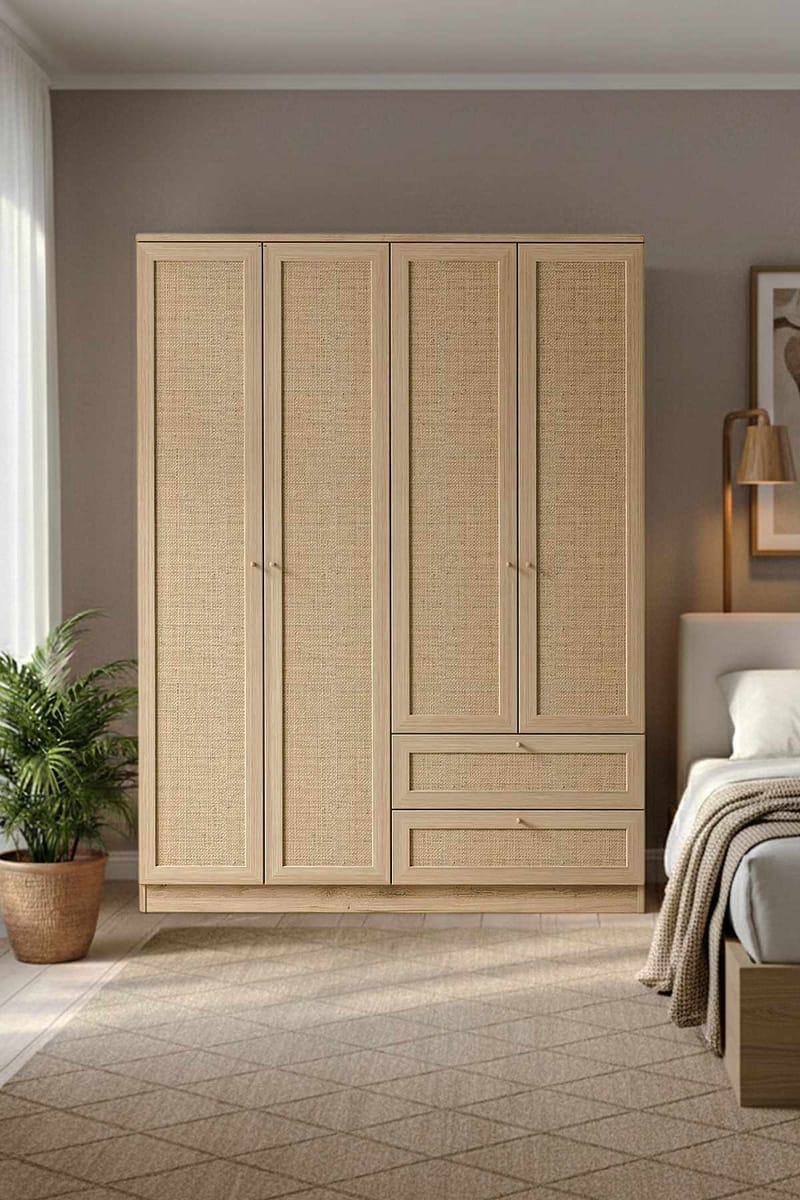 Meyloren Garderob 137x182 cm - Beige - Förvaring - Skåp - Garderobsskåp
