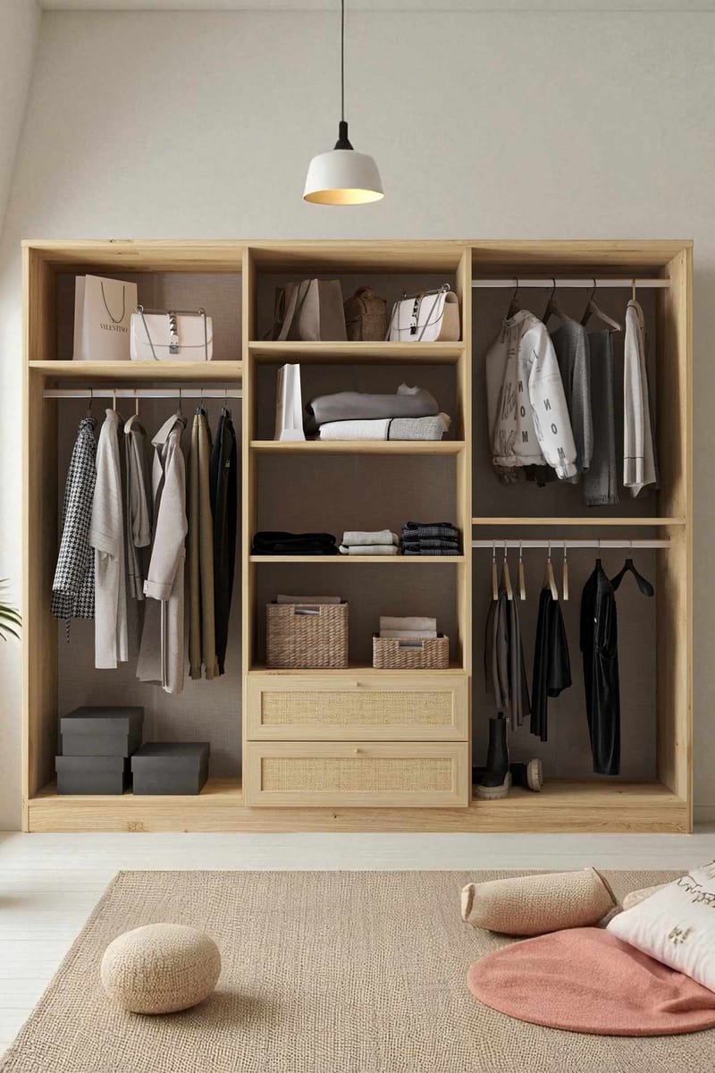 Meyloren Garderob 206x182 cm - Beige - Förvaring - Skåp - Garderobsskåp