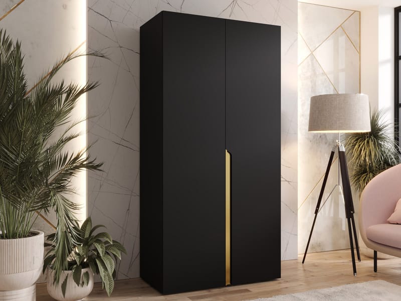 Milias Garderob 100x202 cm - guld, svart - Förvaring - Skåp - Garderobsskåp