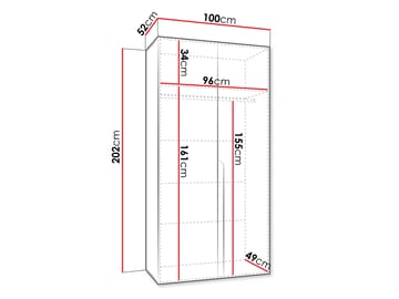 Milias Garderob 100x202 cm - guld/svart - Förvaring - Skåp - Garderobsskåp