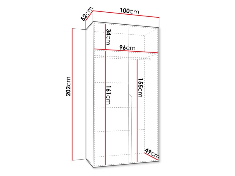 Milias Garderob 100x202 cm - svart, vit - Förvaring - Skåp - Garderobsskåp