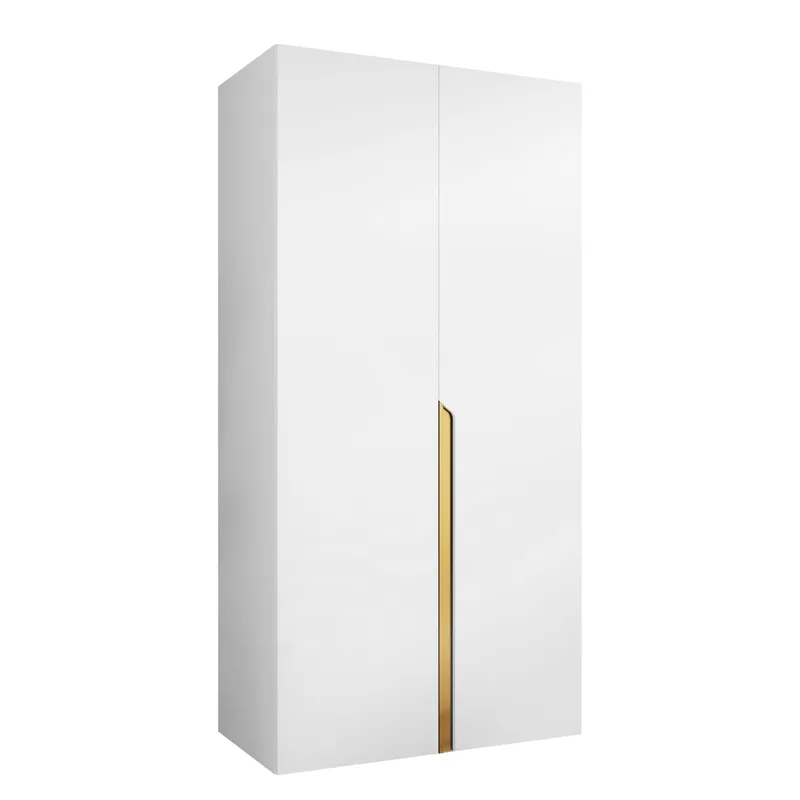 Milias Garderob 100x202 cm, vit, guld