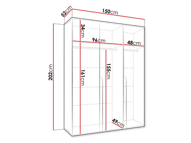 Milias Garderob 150x202 cm - svart - Förvaring - Skåp - Garderobsskåp