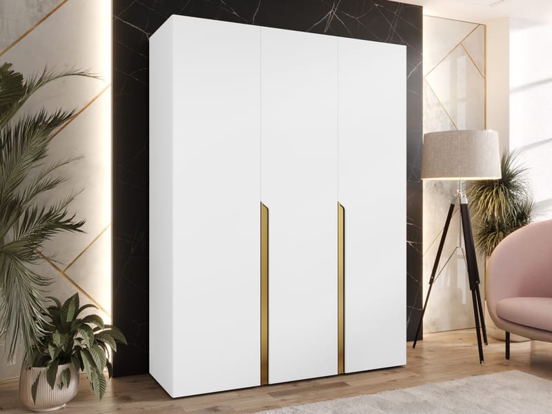 Milias Garderob 150x202 cm - vit, guld - Förvaring - Skåp - Garderobsskåp