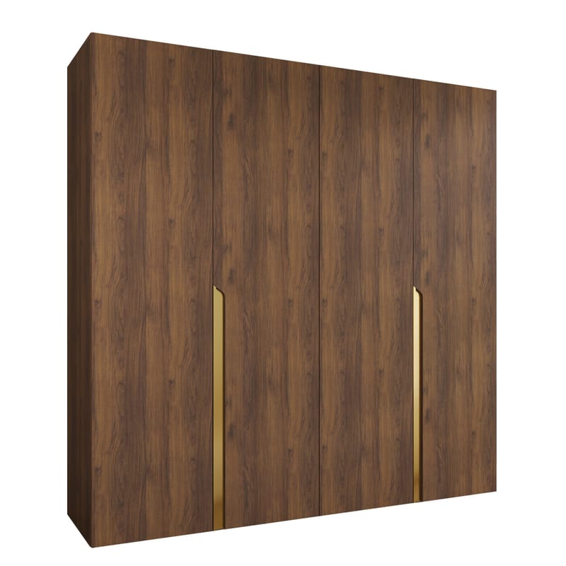 Milias Garderob 200x202 cm, Brun/guld
