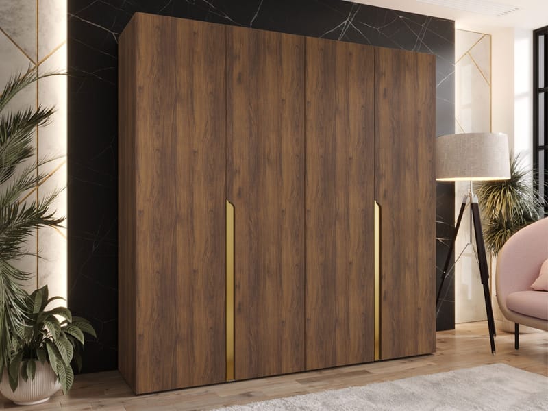 Milias Garderob 200x202 cm - Brun/guld - Förvaring - Skåp - Garderobsskåp