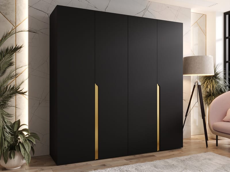 Milias Garderob 200x202 cm - guld, svart - Förvaring - Skåp - Garderobsskåp