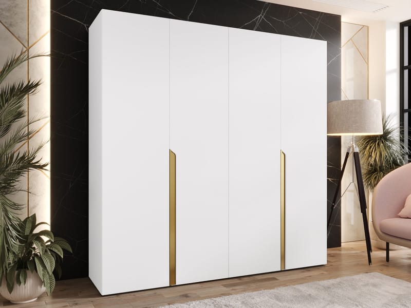 Milias Garderob 200x202 cm - guld/vit - Förvaring - Skåp - Garderobsskåp