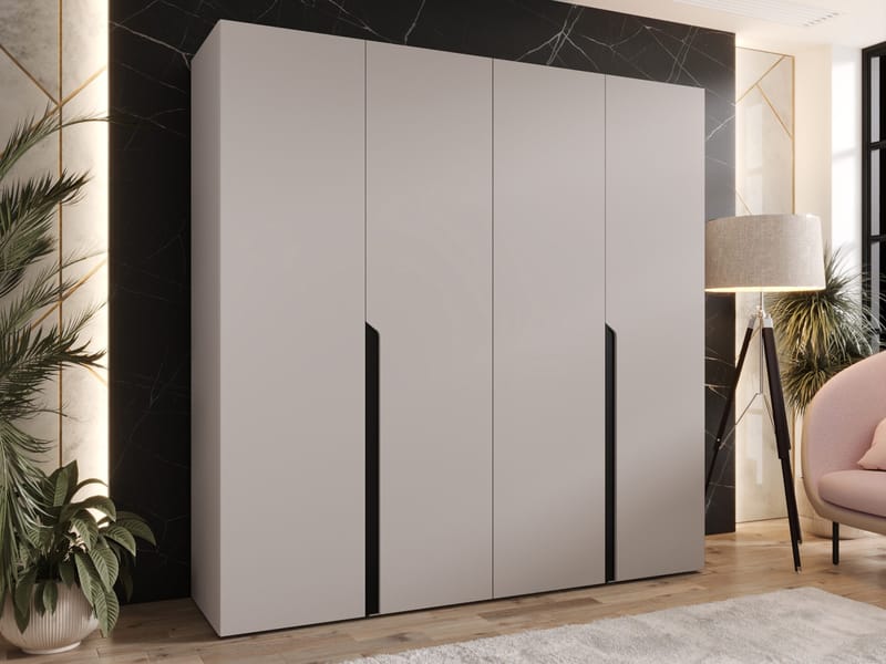 Milias Garderob 200x202 cm - svart, beige - Förvaring - Skåp - Garderobsskåp