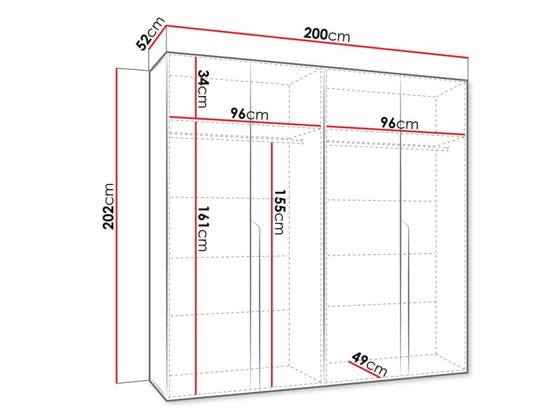 Milias Garderob 200x202 cm - svart, beige - Förvaring - Skåp - Garderobsskåp