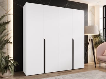 Milias Garderob 200x202 cm - vit, svart - Förvaring - Skåp - Garderobsskåp