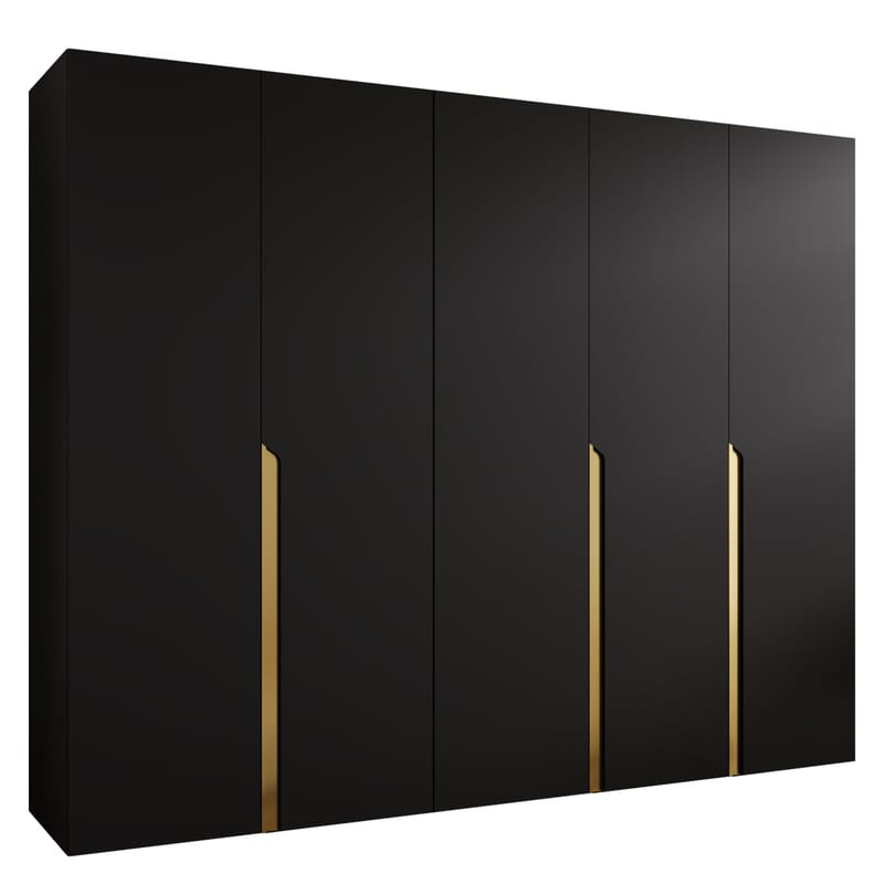 Milias Garderob 250x202 cm, svart, guld