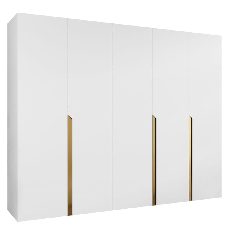 Milias Garderob 250x202 cm, vit, guld
