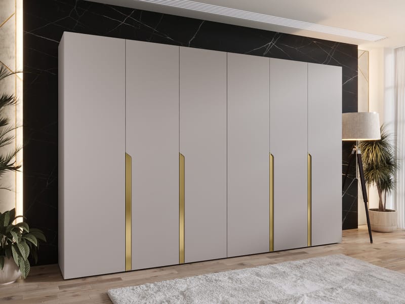 Milias Garderob 300x202 cm - beige, guld - Förvaring - Skåp - Garderobsskåp