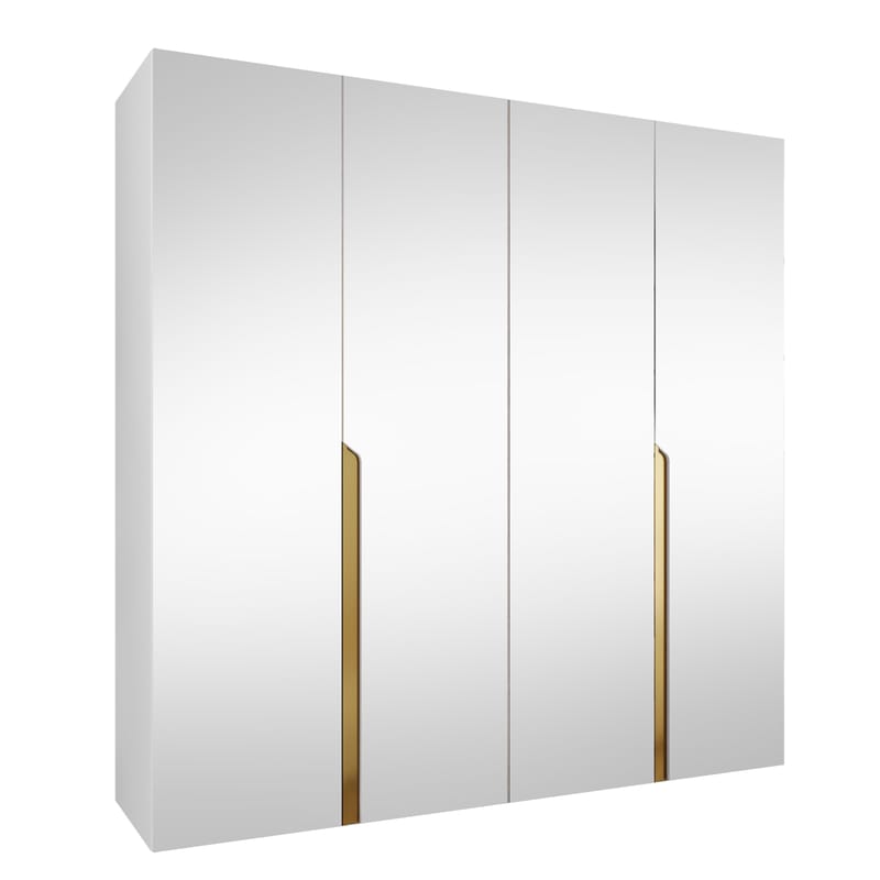 Milias Garderob med spegel 200x202 cm, vit