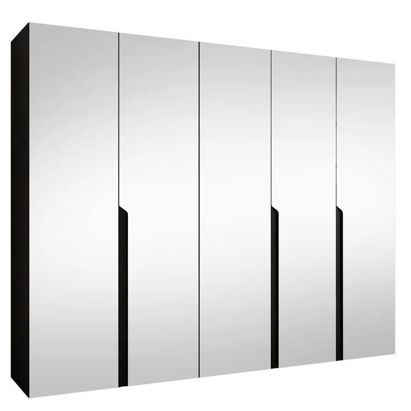 Milias Garderob med spegel 250x202 cm, svart