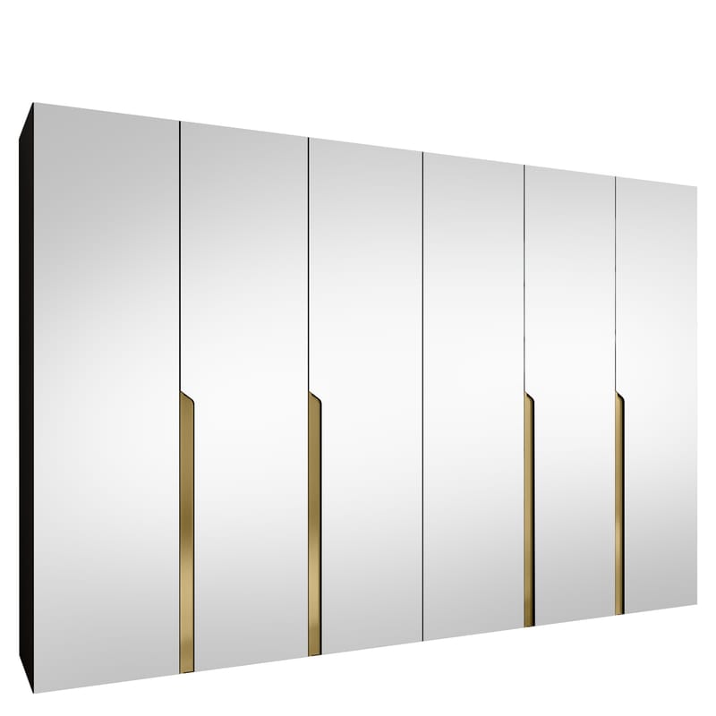 Milias Garderob med spegel 300x202 cm, svart