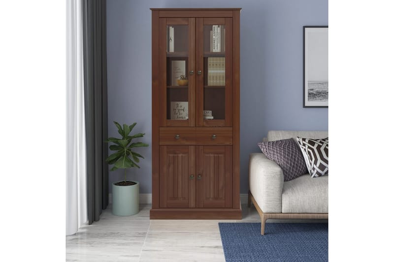 Mille Vitrinskåp 78x182 cm - Brun - Förvaring - Skåp - Vitrinskåp