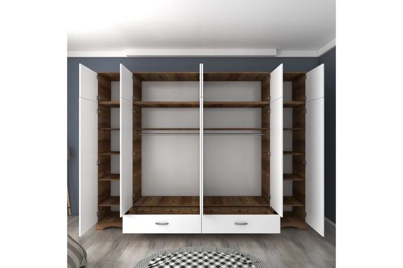 Miralis Garderobsskåp 243x226 cm - Valnöt/Vit - Förvaring - Skåp - Garderobsskåp