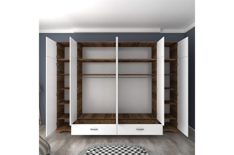 Miralis Garderobsskåp 243x226 cm - Valnöt/Vit - Förvaring - Skåp - Garderobsskåp