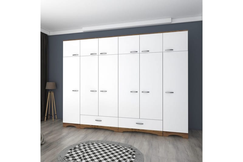 Miralis Garderobsskåp 243x226 cm - Valnöt/Vit - Förvaring - Skåp - Garderobsskåp