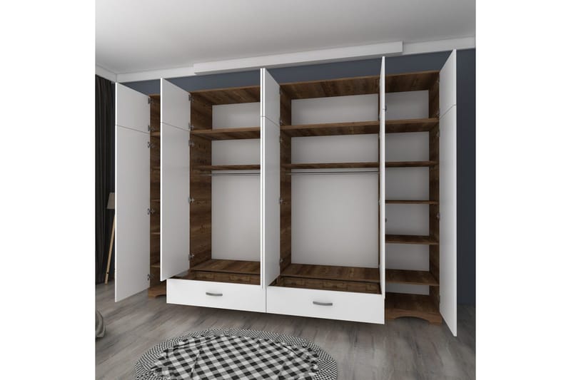 Miralis Garderobsskåp 243x226 cm - Valnöt/Vit - Förvaring - Skåp - Garderobsskåp