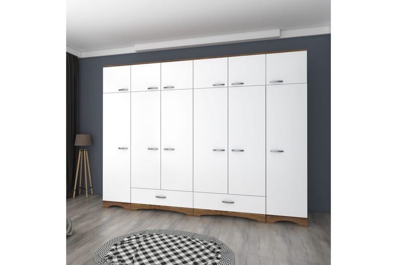 Miralis Garderobsskåp 243x226 cm - Valnöt/Vit - Förvaring - Skåp - Garderobsskåp