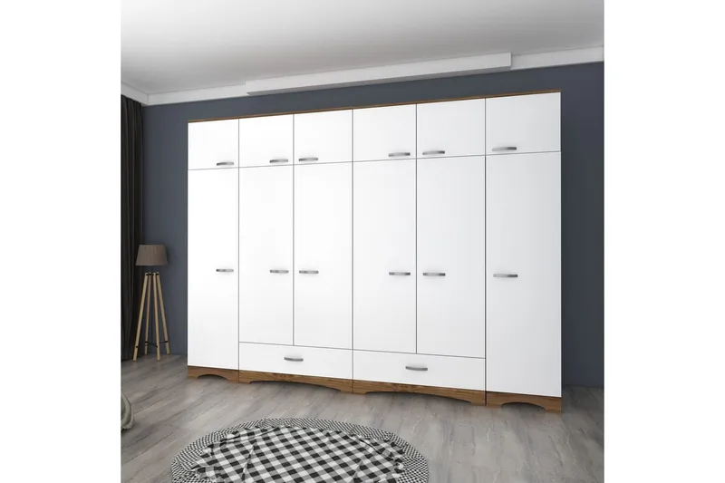 Miralis Garderobsskåp 243x226 cm - Valnöt/Vit - Förvaring - Skåp - Garderobsskåp
