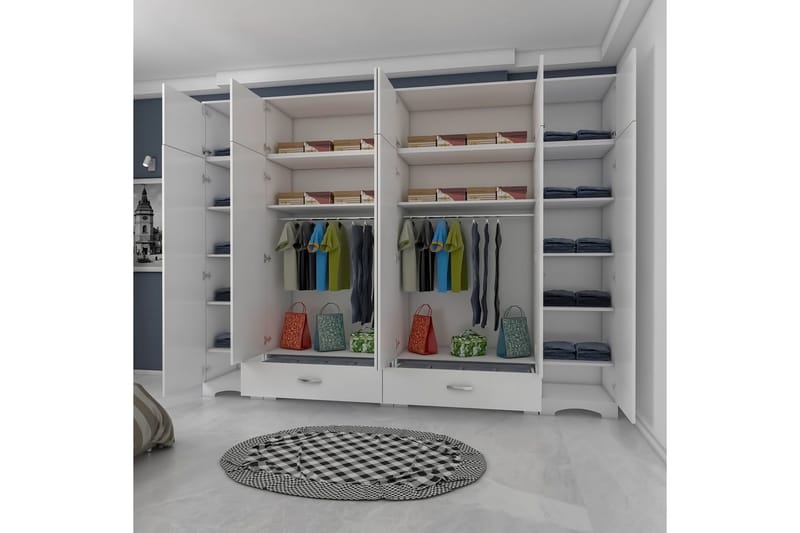 Miralis Garderobsskåp 245x226 cm - Vit - Förvaring - Skåp - Garderobsskåp