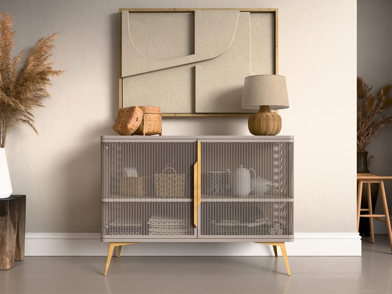 Mireva Skänk 120 cm - beige, guld - Förvaring - Skåp - Barskåp