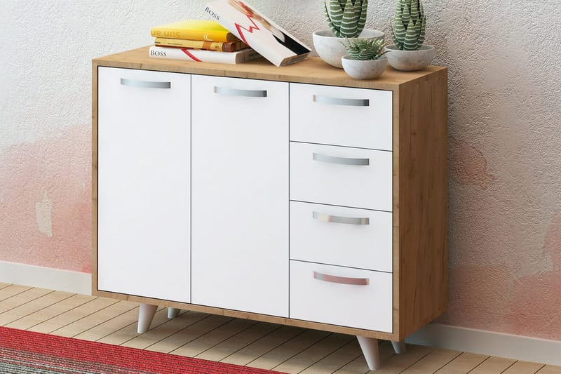Mod Skänk 100 cm i Mörkt Trä - Vit|Brun - Förvaring - Förvaringsmöbler - Skänkar & sideboards