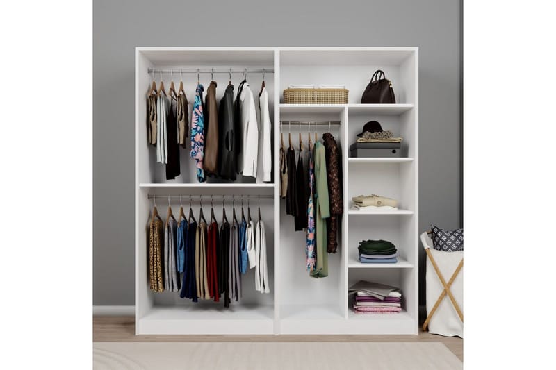 Nagouri Garderobsskåp 188x190 cm - Vit - Förvaring - Skåp - Garderobsskåp