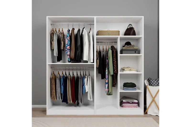 Nagouri Garderobsskåp 188x190 cm - Vit - Förvaring - Skåp - Garderobsskåp