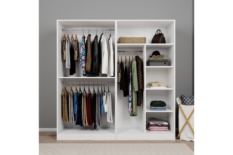 Nagouri Garderobsskåp 188x190 cm - Vit - Förvaring - Skåp - Garderobsskåp