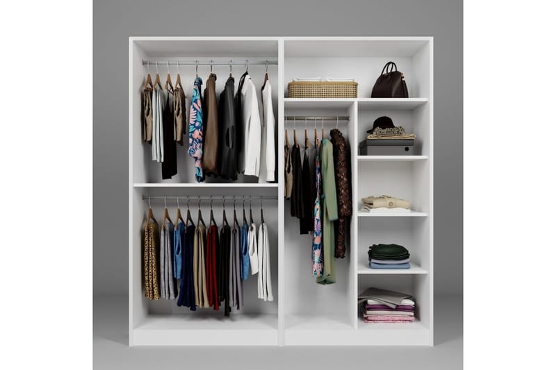 Nagouri Garderobsskåp 188x190 cm - Vit - Förvaring - Skåp - Garderobsskåp