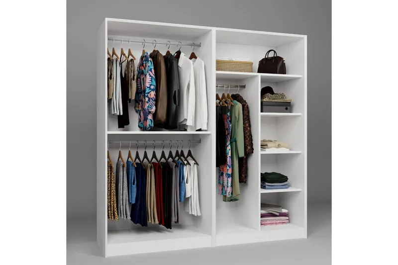 Nagouri Garderobsskåp 188x190 cm - Vit - Förvaring - Skåp - Garderobsskåp