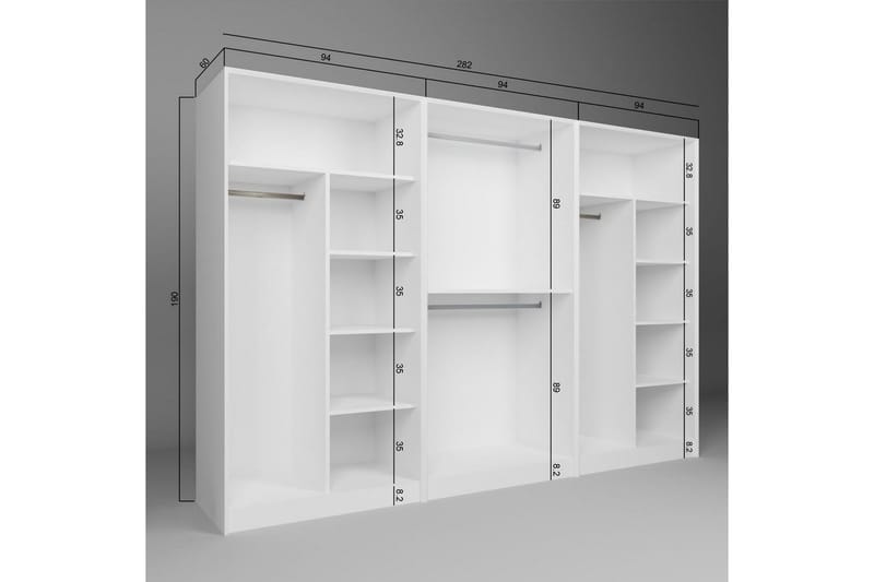 Nagouri Garderobsskåp 280x190 cm - Vit - Förvaring - Skåp - Garderobsskåp