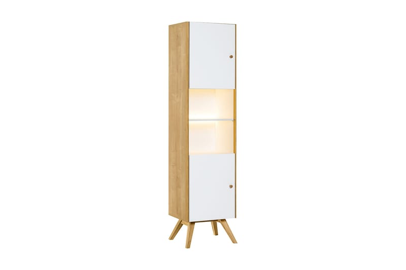 Nature Vitrinskåp 40 cm djup 50,5 cm bred 207,5 cm hög Trä Ek Glas - Vit/Trä/natur - Förvaring - Skåp - Vitrinskåp