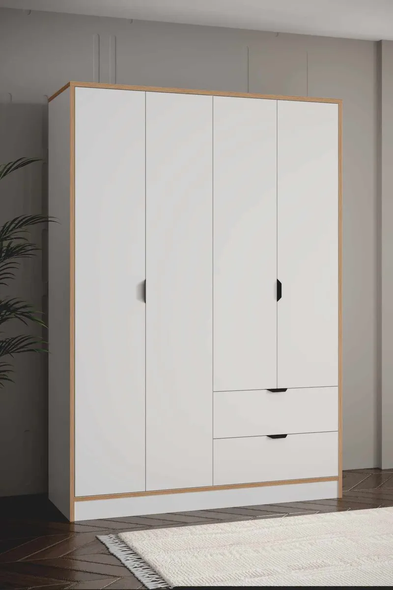 Olyros Garderob 145x182 cm - Vit - Förvaring - Skåp - Garderobsskåp