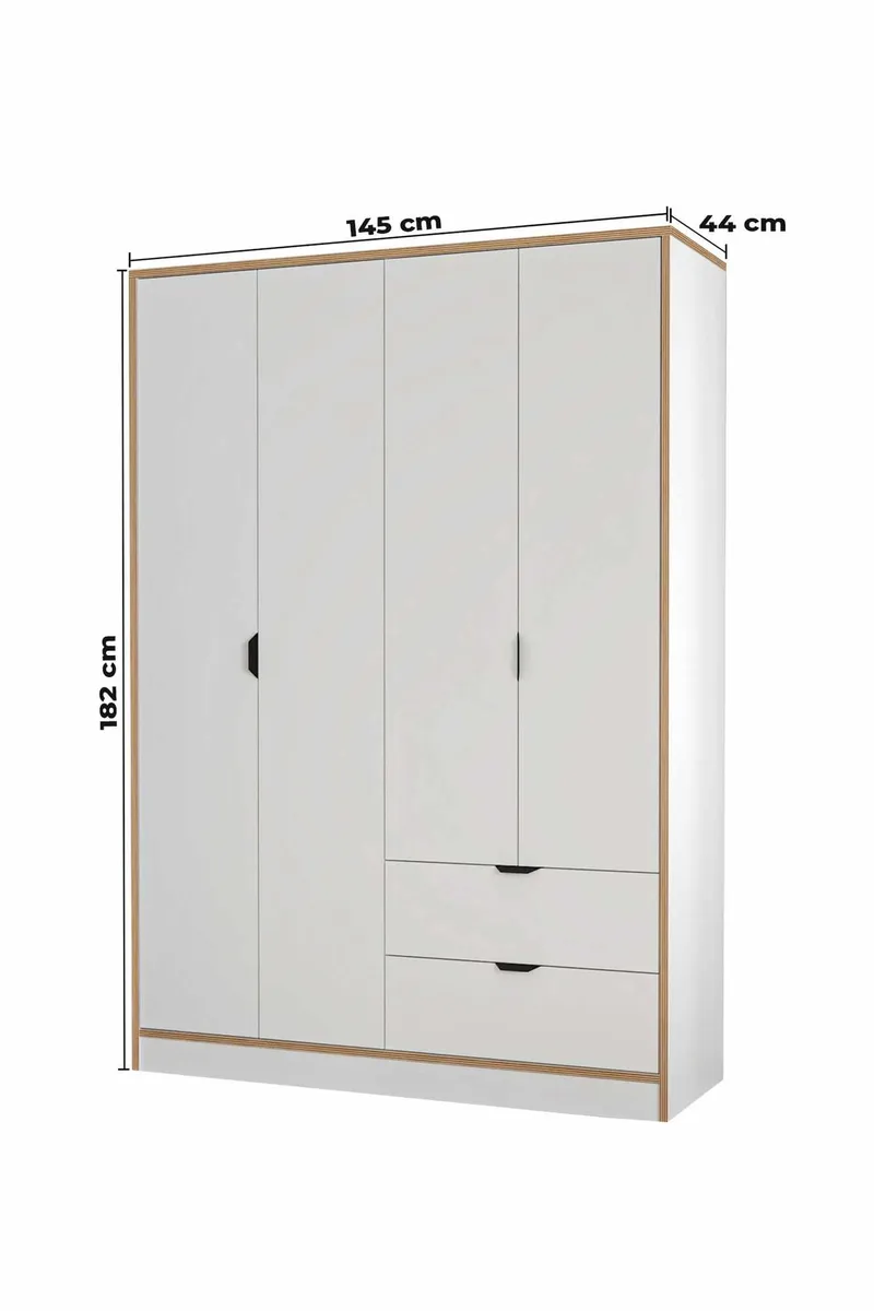 Olyros Garderob 145x182 cm - Vit - Förvaring - Skåp - Garderobsskåp
