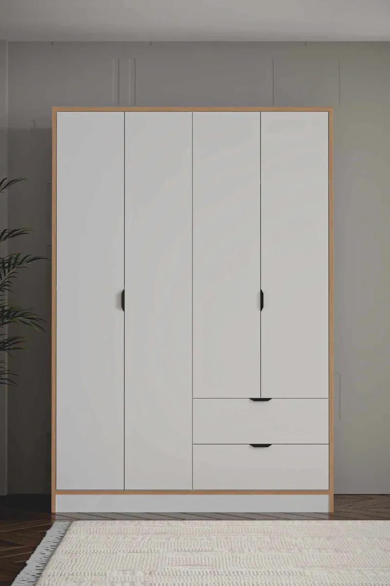 Olyros Garderob 145x182 cm - Vit - Förvaring - Skåp - Garderobsskåp