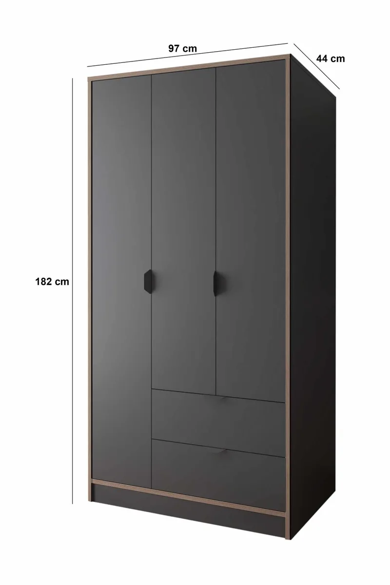 Olyros Garderob 97x182 cm - Antracit - Förvaring - Skåp - Garderobsskåp