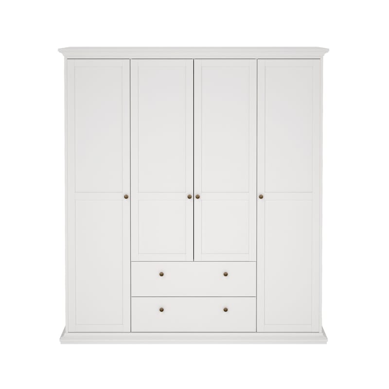 Paris Garderob med 4 dörrar och 2 lådor 181x61x201 cm - Förvaring - Skåp - Garderobsskåp