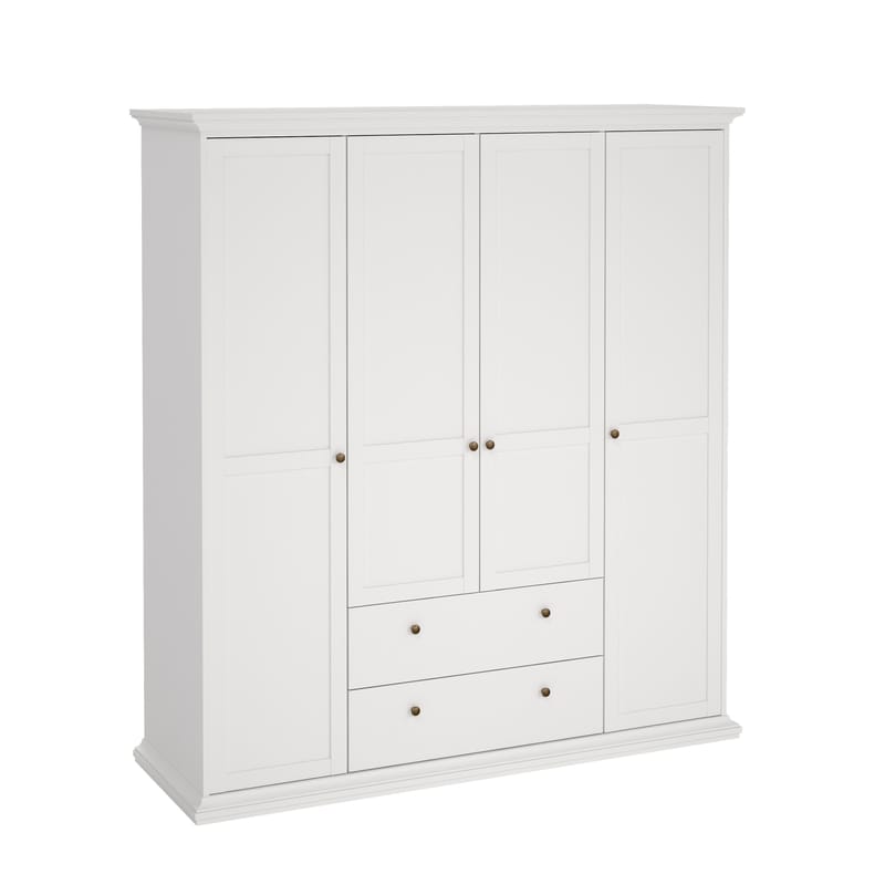 Paris Garderob med 4 dörrar och 2 lådor 181x61x201 cm - Förvaring - Skåp - Garderobsskåp