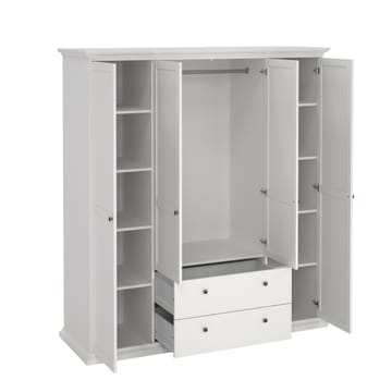 Paris Garderob med 4 dörrar och 2 lådor 181x61x201 cm - Förvaring - Skåp - Garderobsskåp