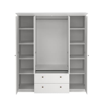 Paris Garderob med 4 dörrar och 2 lådor 181x61x201 cm - Förvaring - Skåp - Garderobsskåp