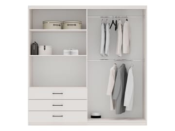 Pekin Garderob med Spegel och Förvaring 215 cm i Trä - Beige - Förvaring - Sko- & klädförvaring - Garderober & garderobssystem